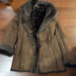 Andrew Marc Chocolate Brown Genuine Shearling Coat